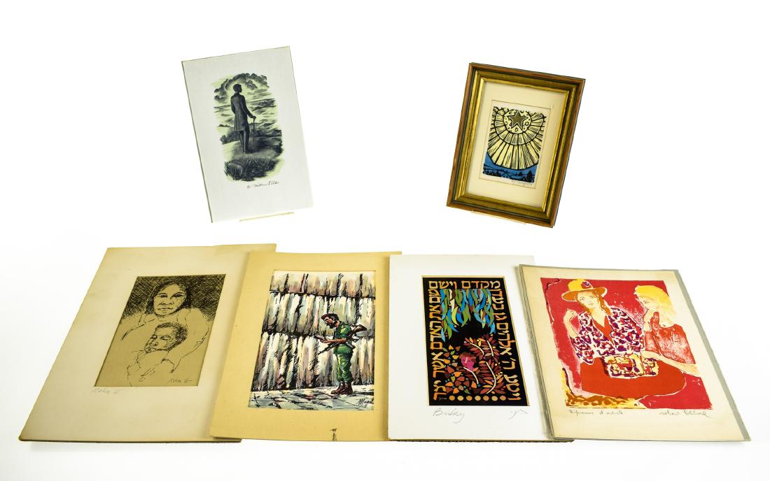 6Pcs Original Artwork ARTIST SIGNED PRINTS & WOODCUTS: Details: 6Pcs Original Artwork ARTIST SIGNED PRINTS & WOODCUTS Robert Delval Mary Simpson Vermont Moyal Israel Judaism Garden of Eden Collectible Art This lot features six original artist signed prin