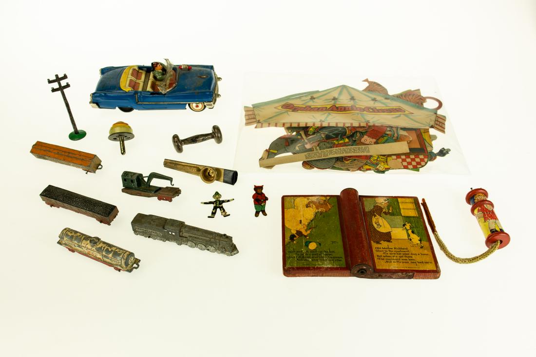 Large Collection VINTAGE & ANTIQUE TOYS Sterling Silver: Large Collection VINTAGE & ANTIQUE TOYS Sterling Silver 1930s Little Orphan Annie Circus Punch Out Paper Doll Set Ovaltine Tootsie Toy Trains Made In USA Battery Operated Tin Convertible Car Driver Wo