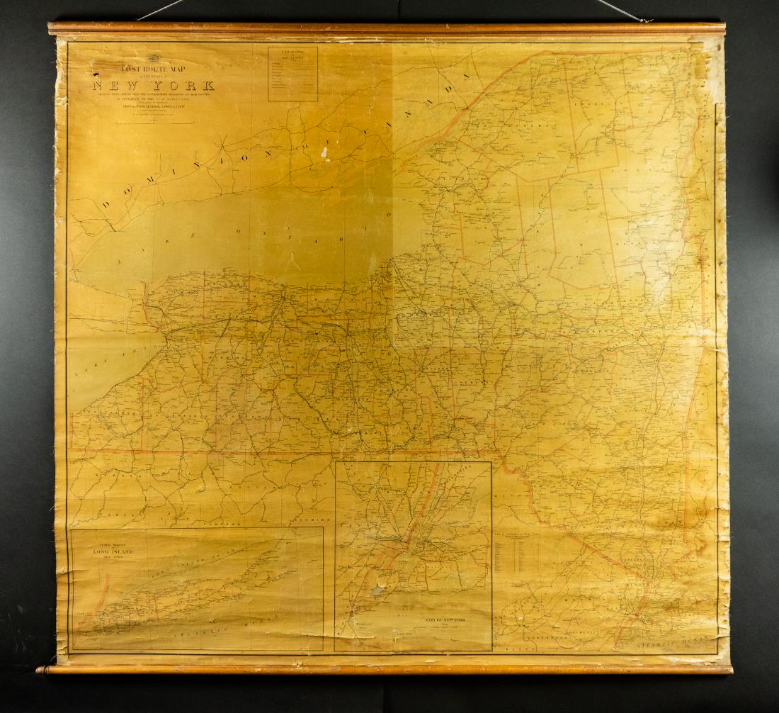 Antique Wall Map NEW YORK POSTAL ROUTES 1898 Mail (1 of 15)