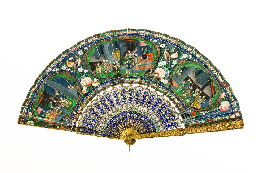 Gilt Cloisonne ANTIQUE CHINESE FAN c1890 Estate (1 of 19)