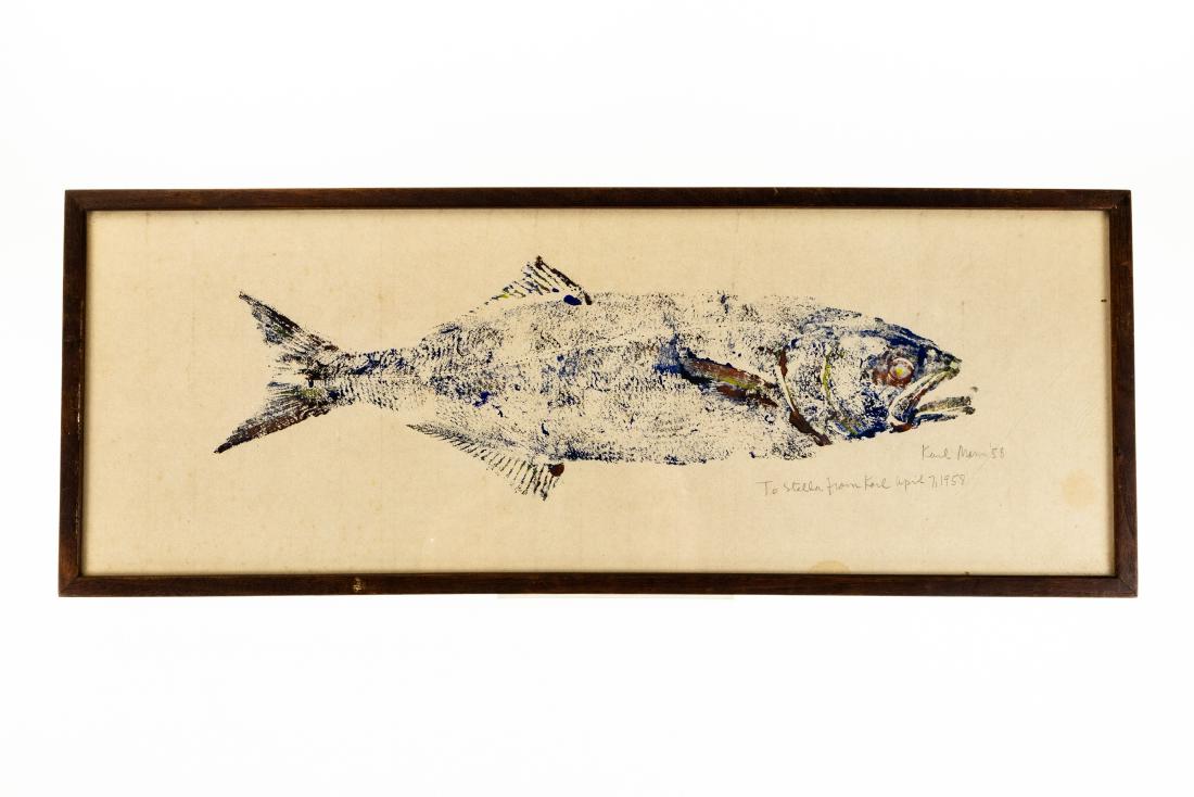 Karl Mann RELIEF MONOPRINT OF FISH 1958 Artist Signed (1 of 9)