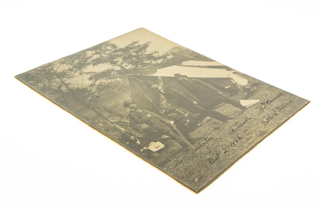 Antique Photographic Print ABRAHAM LINCOLN GENERAL: Antique Photographic Print ABRAHAM LINCOLN GENERAL MCCLELLAND ALLEN PINKERTON AT ANTIETAM 1862 Print c1900 Alexander Gardner Sepia-Toned Silver Printed Flush Mounted October 2 1862 United States Civil