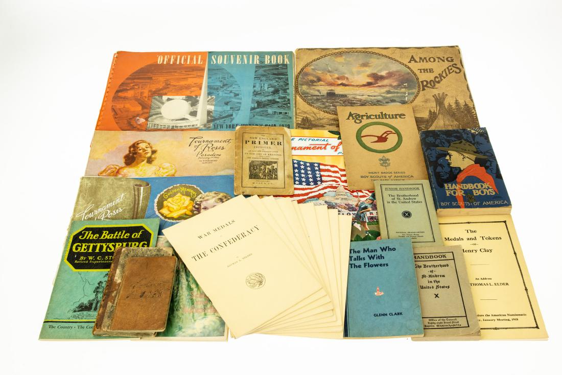 25Pcs Vintage and Antique AMERICANA EPHEMERA Tournament: 25Pcs Vintage and Antique AMERICANA EPHEMERA Tournament of Roses Gettysburg Niagara Civil War Worlds Fair African American Tammen Curio Personal Accounts Ledger 1840s George Washington Carver New Engl