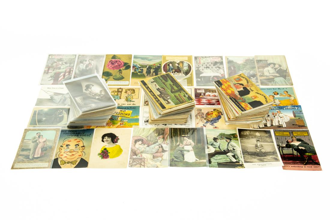 200Pcs Collectible Postcards ANTIQUE HUMOR AND ROMANTIC: 200Pcs Collectible Postcards ANTIQUE HUMOR AND ROMANTIC POSTCARDS Real-Photo Chromolithograph Black Americana Racy Risque Pin-Up Howard Chandler Christy Harrison Fisher Honeymoon Maine Fishing Relatio