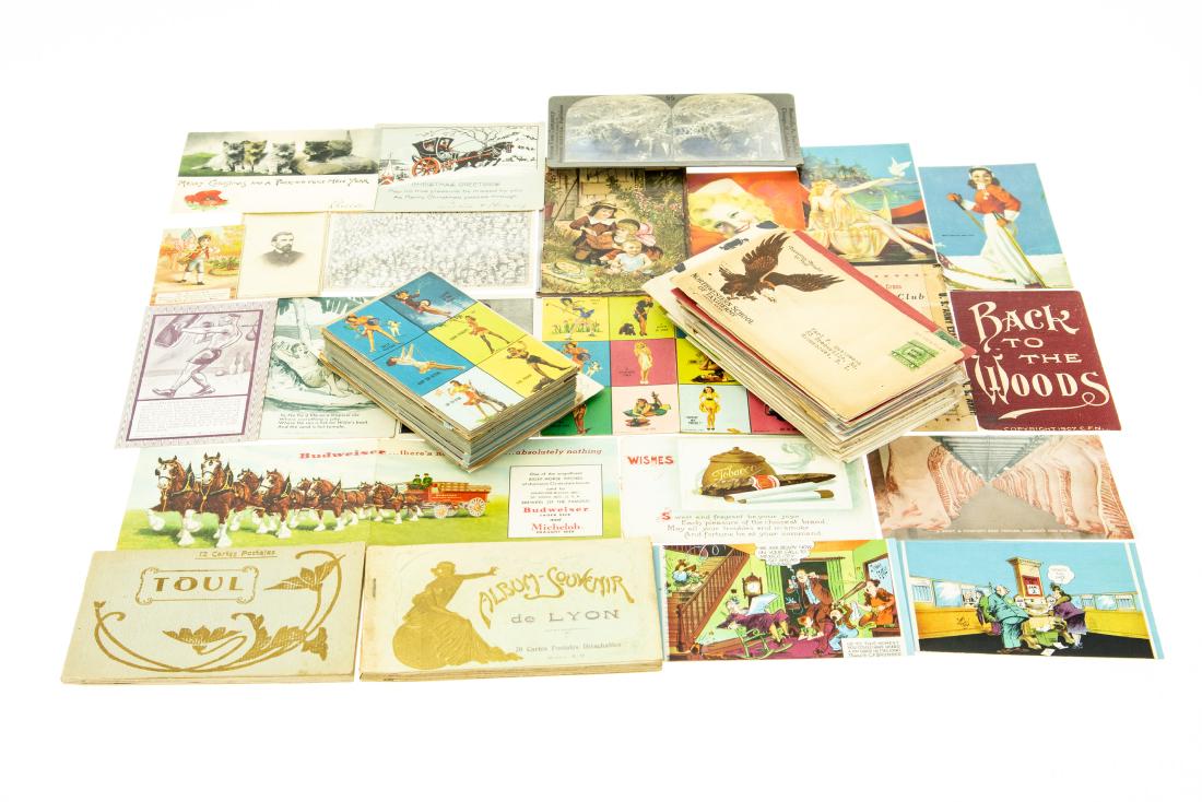 200Pcs Vintage and Antique ESTATE EPHEMERA Advertising: 200Pcs Vintage and Antique ESTATE EPHEMERA Advertising New Old Stock Blotters Trade Cards Chromolitho Original Correspondence Holidays Budweiser Horses Beef Cooler Tobacco Souvenir Postcards Risque Ra