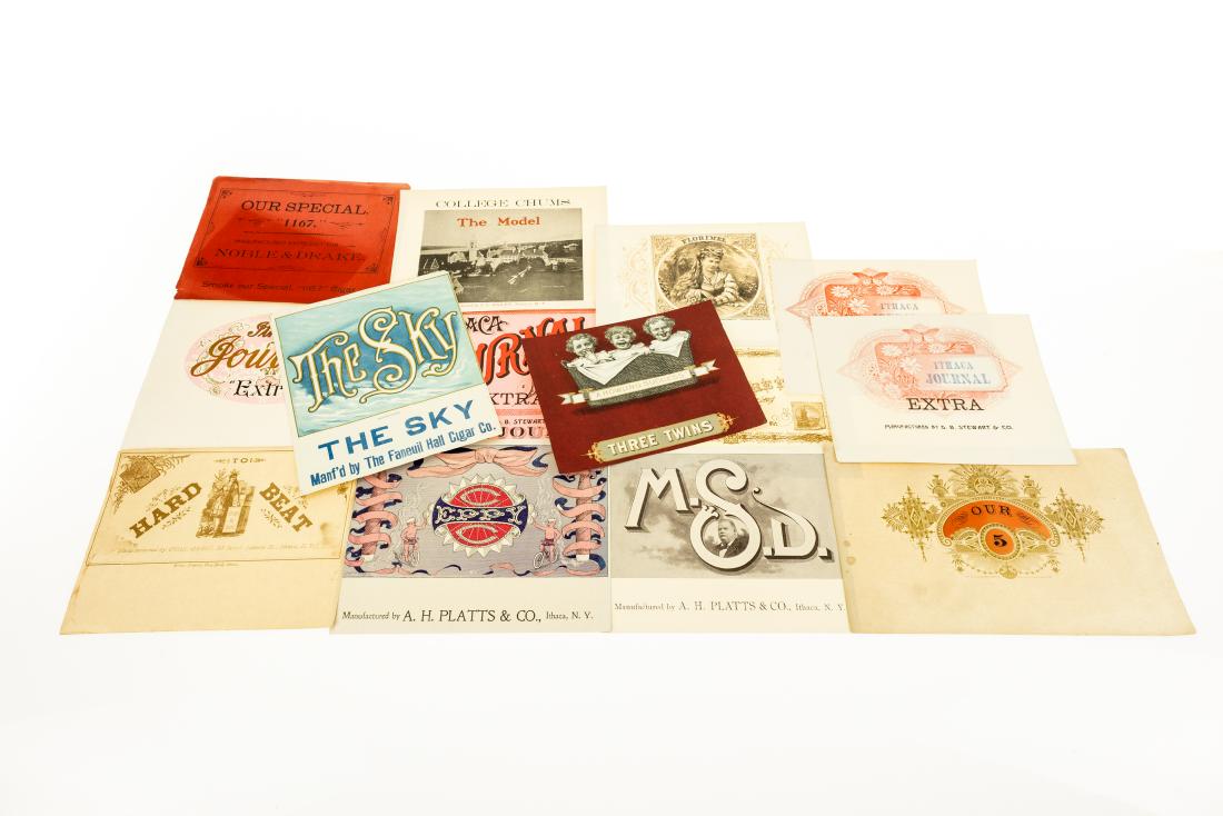 14Pcs Collectible Antique Ephemera NINETEENTH CENTURY: 14Pcs Collectible Antique Ephemera NINETEENTH CENTURY CIGAR BOX LABELS Ithaca NY The Model J L Bailey Ithaca Journal The Sky Faneuil Hall Cigar Co D B Stewart and Co Florimel Margeurette Our 5 Noble a