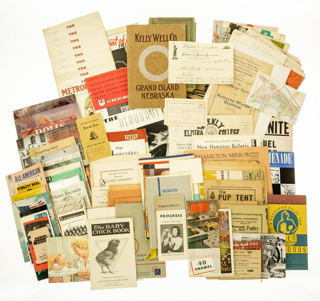 85Pcs VINTAGE AND ANTIQUE ESTATE EPHEMERA Advertising: 85Pcs VINTAGE AND ANTIQUE ESTATE EPHEMERA Advertising Magazines Newspapers Chess Bobby Fischer Hamilton College Track The Pup Tent New Mexico Military Institute Metropolitan Newsmap Armed Forces Croch
