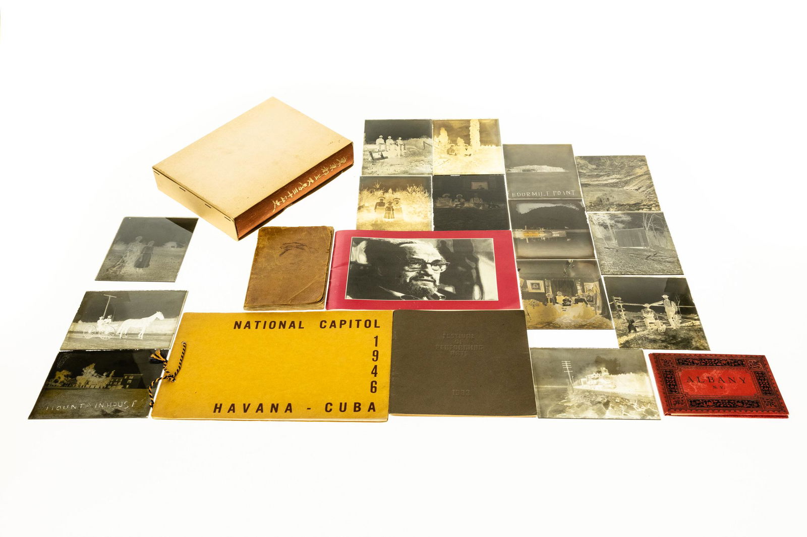 7Pcs ESTATE COLLECTIBLES Ephemera Books Antique Glass: 7Pcs ESTATE COLLECTIBLES Ephemera Books Antique Glass Slides Vintage Travel Cuba Art Exhibits Music Photographs Boris Aronson Vincent Astor Gallery Recipes Ann Hooper 1833 Hammer Dry Plate Company St