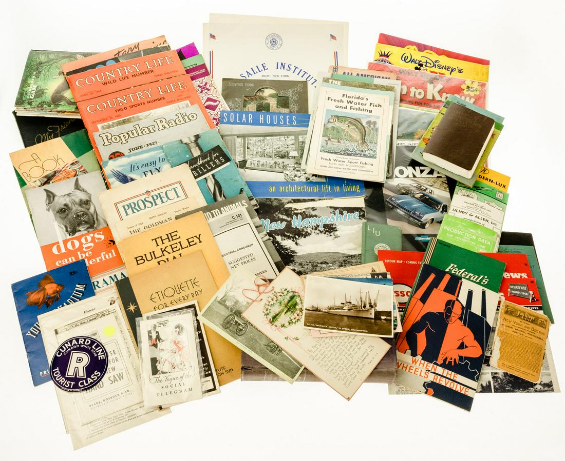 70Pcs VINTAGE AND ANTIQUE ESTATE EPHEMERA Magazines: 70Pcs VINTAGE AND ANTIQUE ESTATE EPHEMERA Magazines Books Brochures Animal First Aid White Mountain Guide Popular Radio Walt Disney Fun to Know Pennsylvania Game News Issues Heat Treatment Steel Airpl