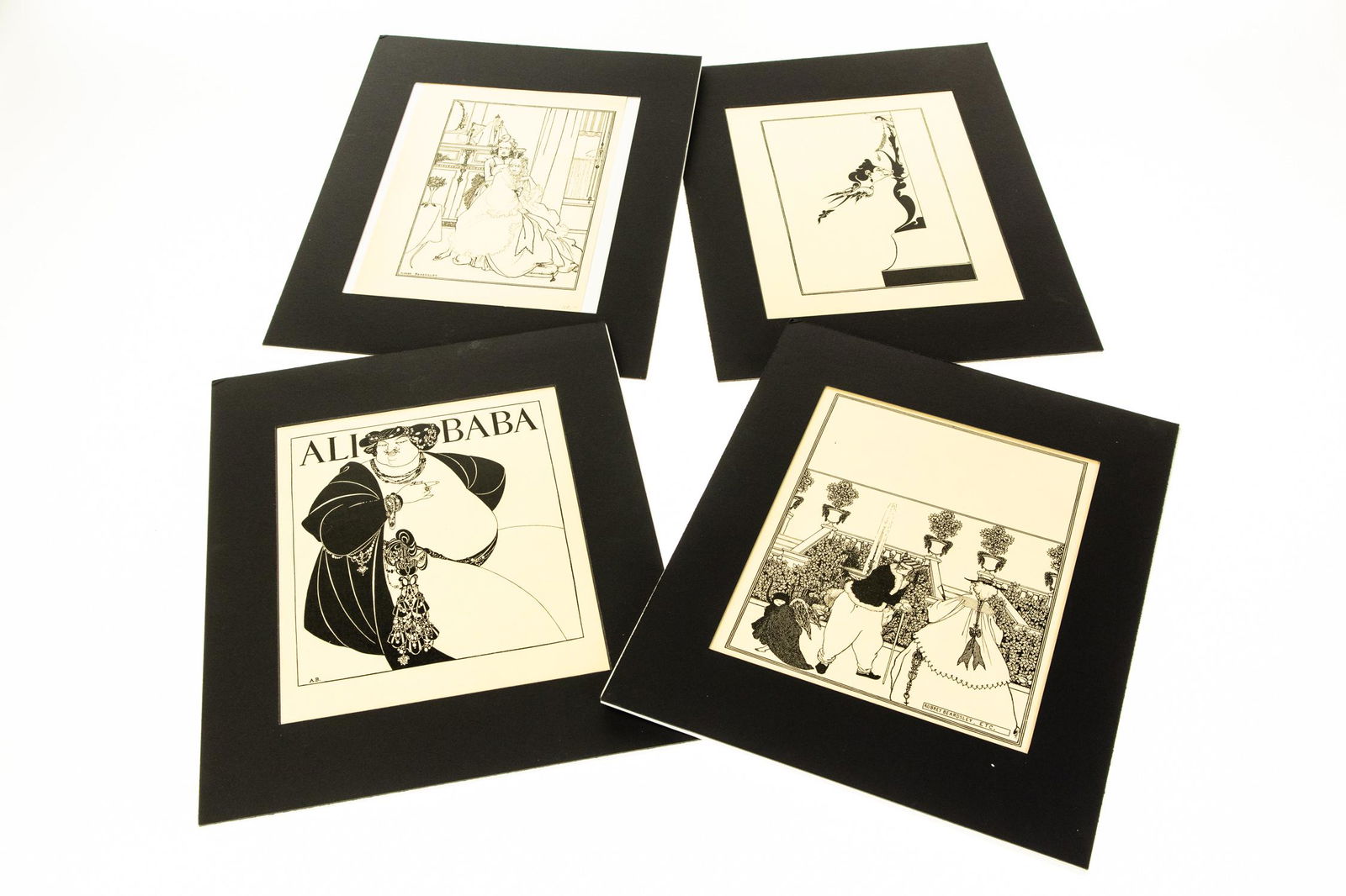 4Pcs Aubrey Beardsley MOUNTED ANTIQUE ILLUSTRATIONS: 4Pcs Aubrey Beardsley MOUNTED ANTIQUE ILLUSTRATIONS FROM THE SAVOY 1896 Illustrated Quarterly Monthly Magazines Literature Art Criticism London Leonard Smithers Arthur Symons Art Drawings Black Ink De