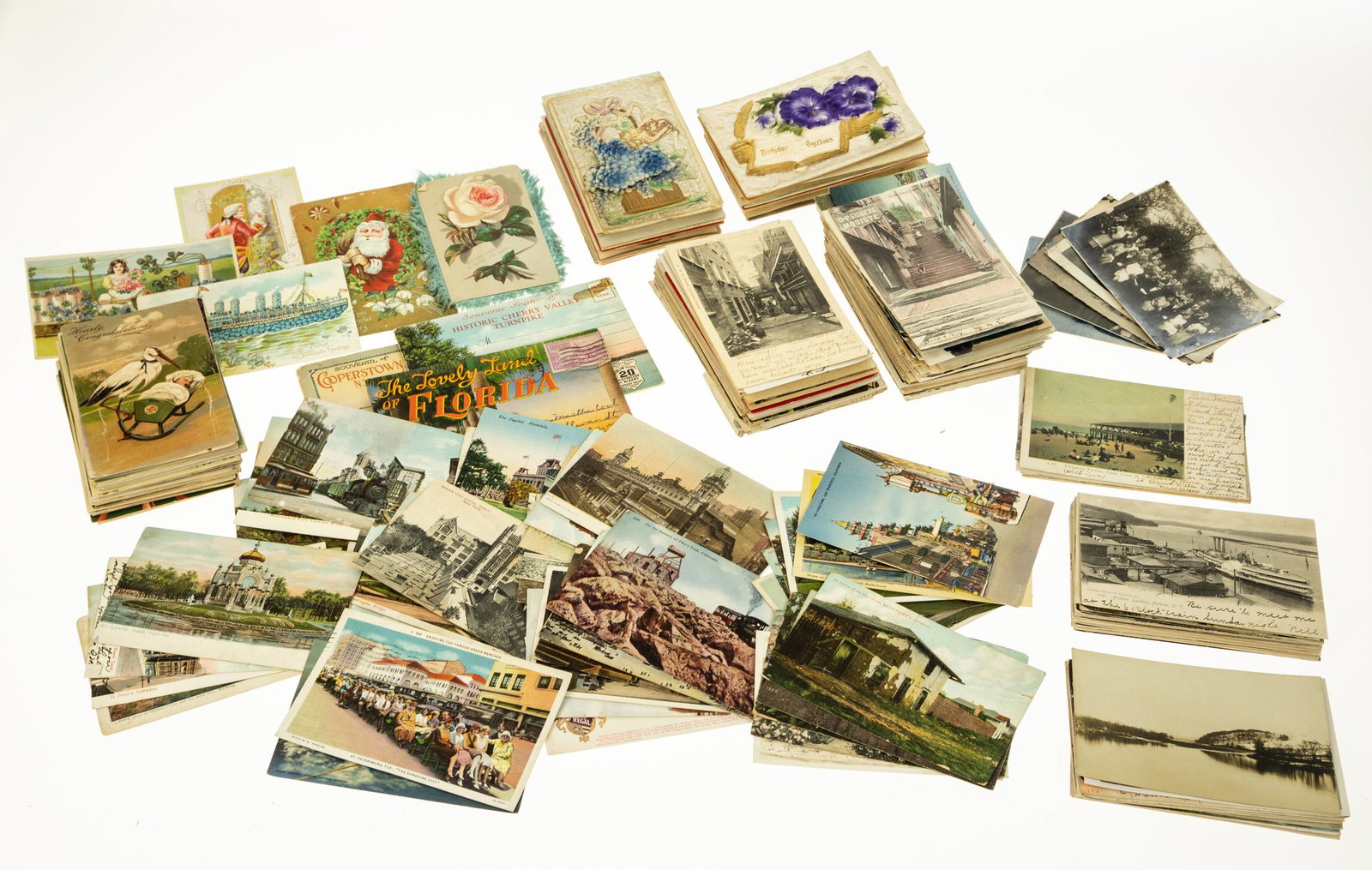 500Pcs VINTAGE & ANTIQUE POSTCARDS Real‐Photo: 500Pcs VINTAGE & ANTIQUE POSTCARDS Real‐Photo Chromolithograph Venice Germany Mexico Bull‐fighting Sing Sing Atlantic City NJ Farmer′s Museum Ithaca NYC Cooperstown NY Travel Gla