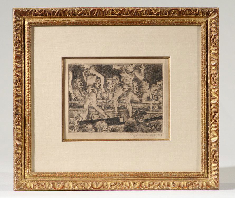 Burlesque Runway REGINALD MARSH 1927 Original Etching: Details: This scarce original etching by Reginald March is entitled "Burlesque Runway, 1927" and is inscribed in pencil "Reginald Marsh (F.M.)" by the artist's widow Felicia Marsh, who published the