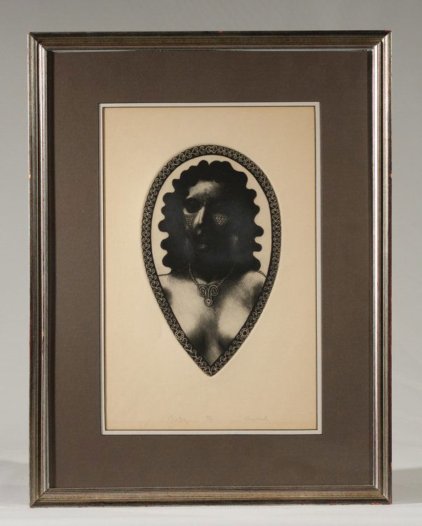 David Bumbeck PRIESTESS 1940 Signed Limited Edition: Details: This lot consists of the framed vintage etching shown in the corresponding images.This piece, "Priestess" by David Bumbeck, is numbered 71/100 and is signed by the artist in the lower right