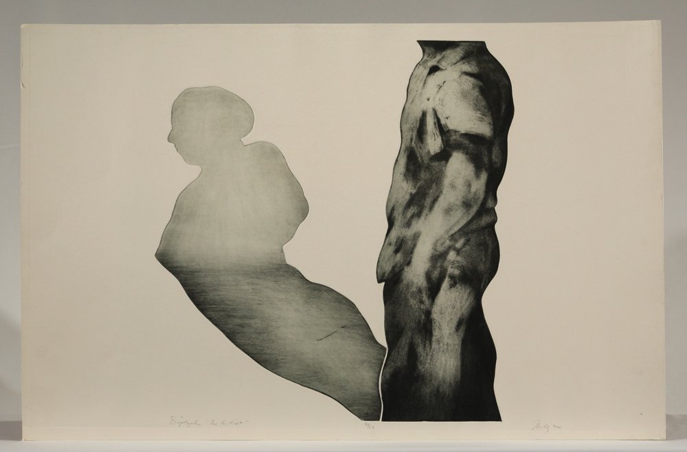 Signed Numbered Etching MICHAEL MAZUR The Artist 1968: Details: This beautiful impression of Michael Mazur's etching "The Artist" is numbered 43/50 and signed in pencil in the margin. Dating from 1968, this image appears in Hansen's catalogue raisonnÃ©