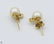 8Pcs 14 Karat Yellow GOLD PEARL DIAMOND EARRINGS Studs - 3