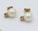 8Pcs 14 Karat Yellow GOLD PEARL DIAMOND EARRINGS Studs - 6