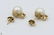 8Pcs 14 Karat Yellow GOLD PEARL DIAMOND EARRINGS Studs - 7