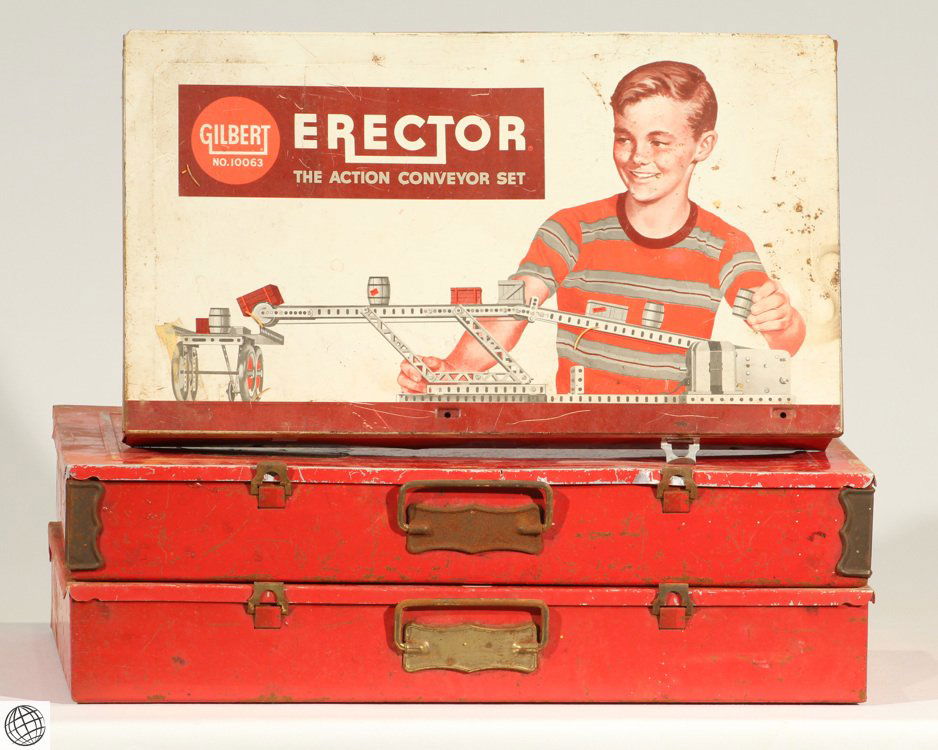 3Pcs Children's Toys VINTAGE ERECTOR SET METAL CASES (1 of 10)
