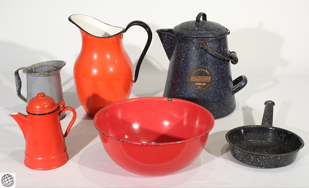 6Pcs Enamelware VINTAGE GRANITEWARE Reed Imperial (1 of 6)