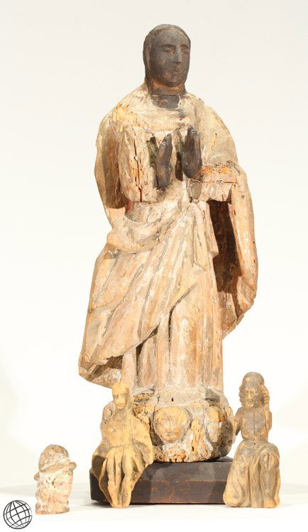 4Pcs Mexican Folk Art ANTIQUE CARVED WOODEN SANTOS (1 of 6)