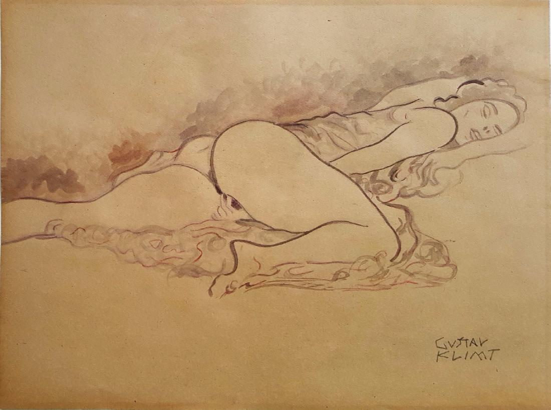 Gustav Klim watercolor on paper signed painting: (Att.) Gustav Klim watercolor on paper signed on bottom right painting, 9 x 12 in. Excellent condition. Framed. Private collection.