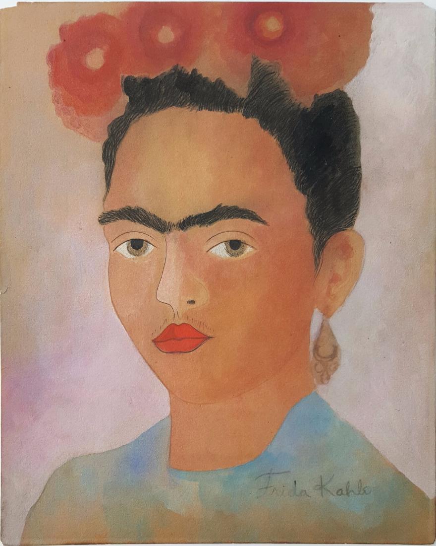 Frida Kahlo water color on paper signed painting (1 of 2)