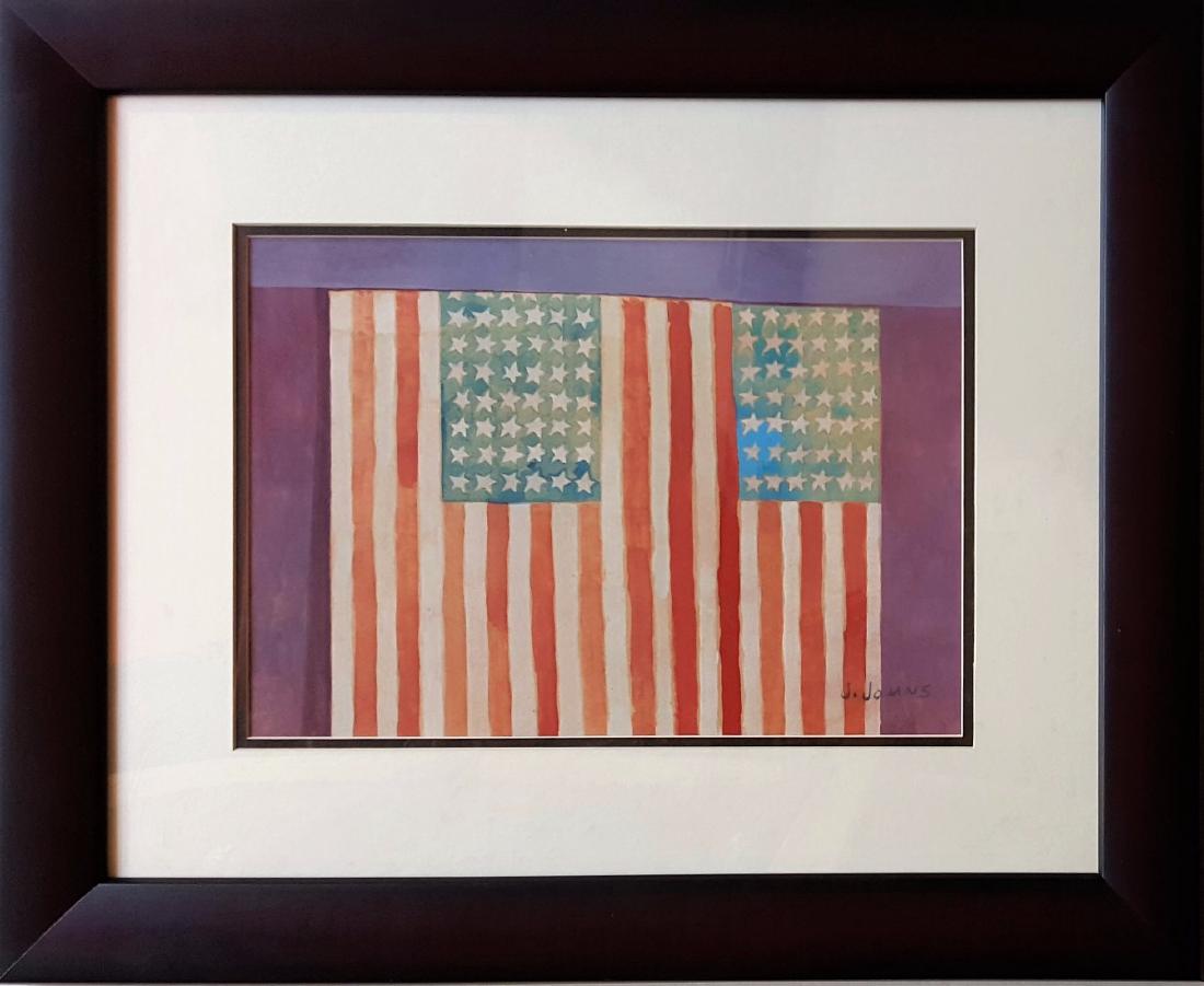 Jasper JOHNS gouache on paper signed painting (1 of 3)