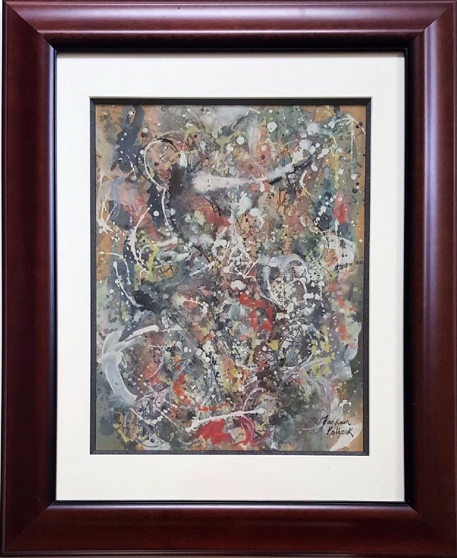 Jackson POLLOCK mixed media on paper signed painting (1 of 3)