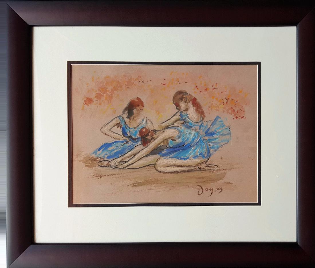 Edgar Degas mixed media on paper signed painting (1 of 3)