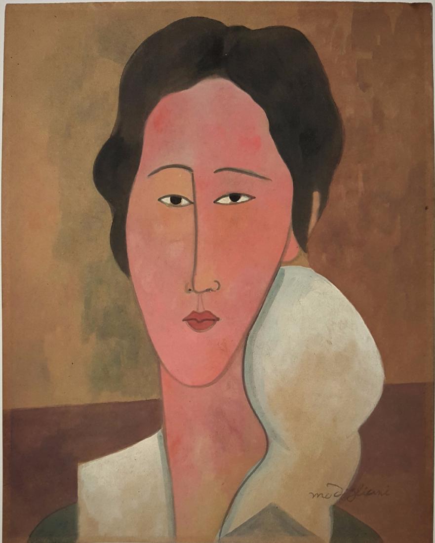 Amedeo Modigliani gouache on paper signed painting (1 of 2)