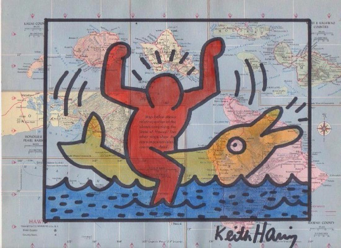 Keith Haring gouache on USA map paper (1 of 1)