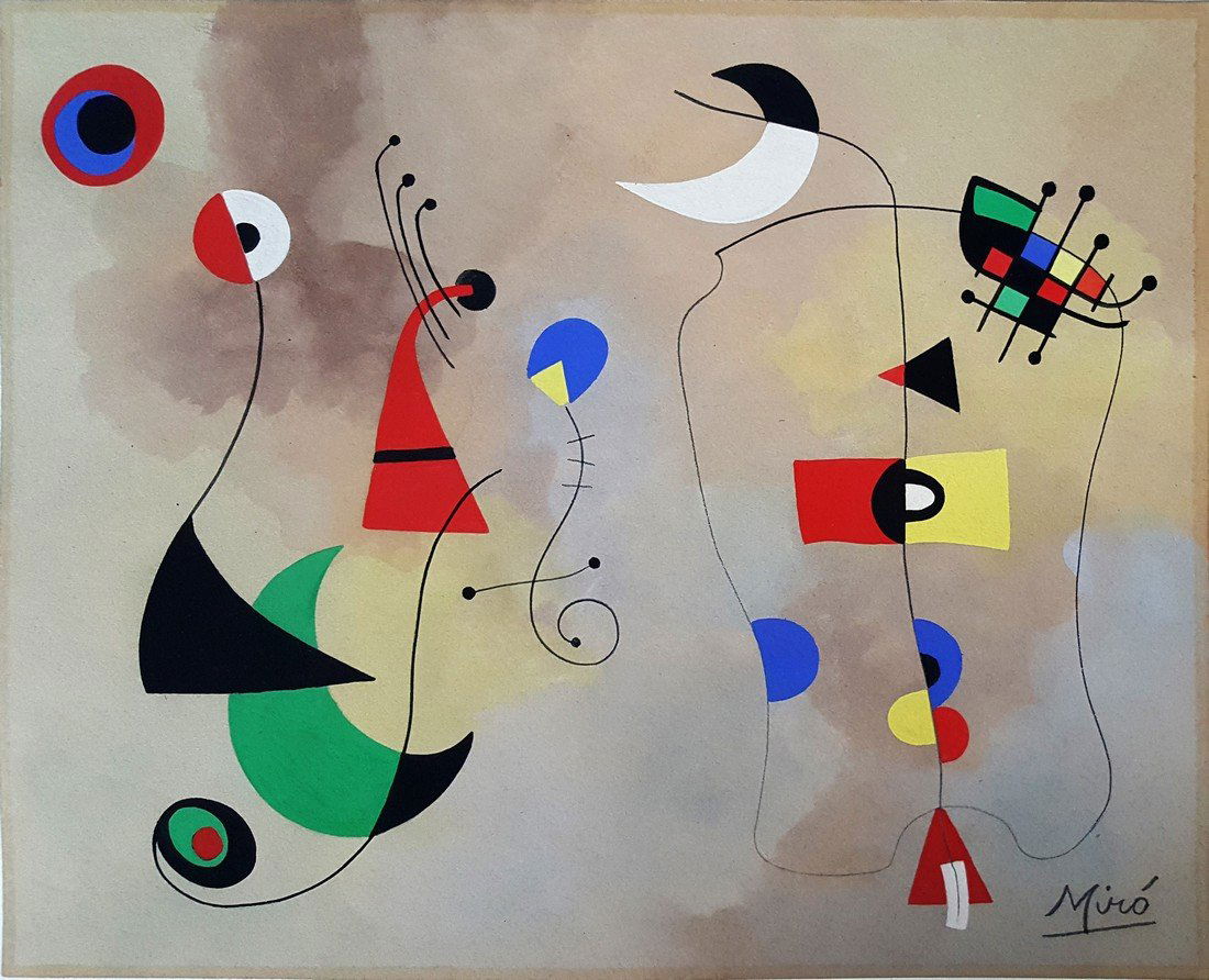 Joan Miro, gouache on paper. (1 of 2)