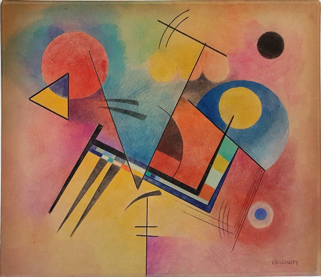 Signed Wassily Kandinsky color pencil on paper (1 of 3)