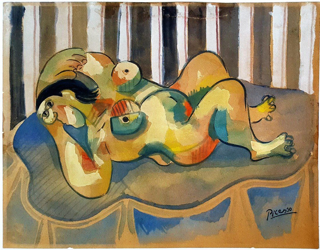 Signed Pablo Picasso gouache on paper (1 of 3)