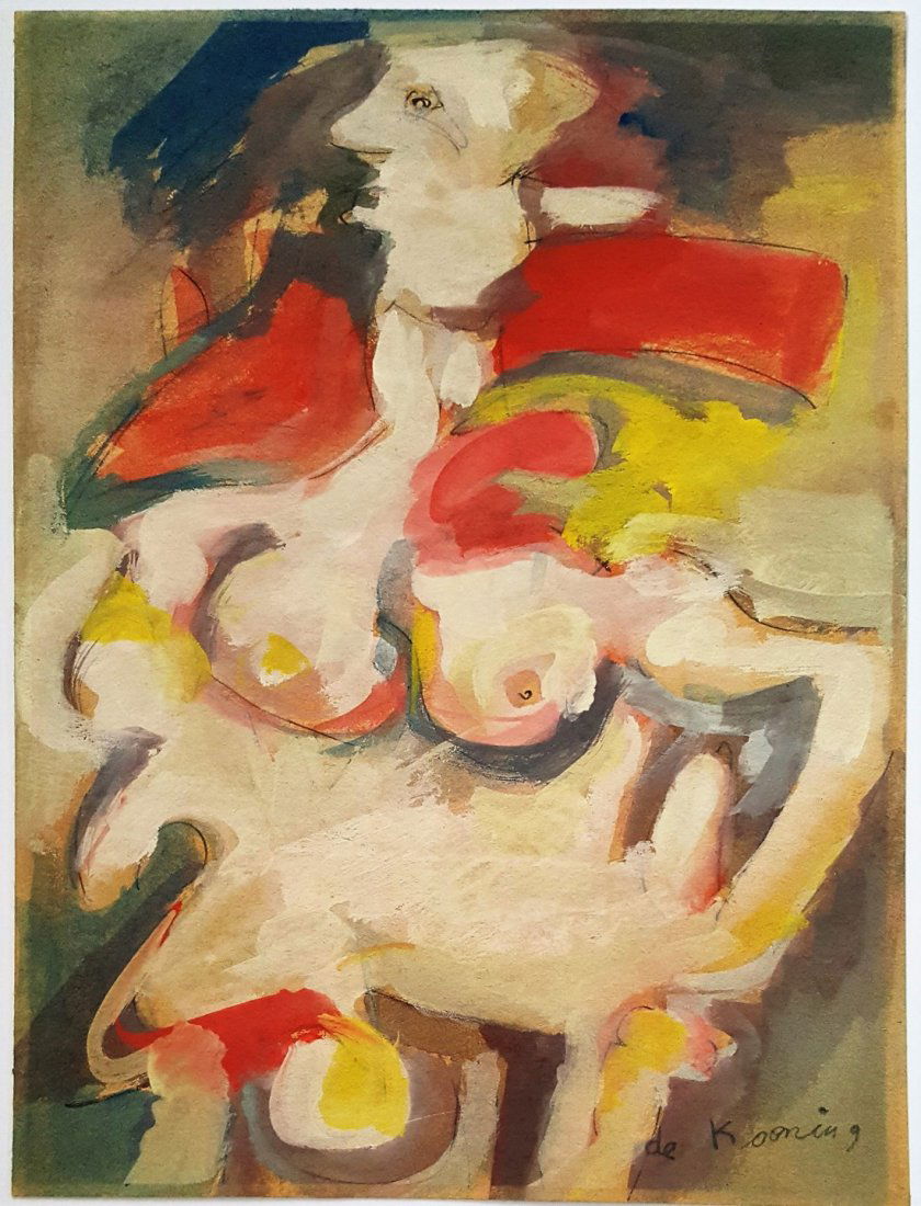 Signed Willem De Kooning gouache on paper (1 of 3)