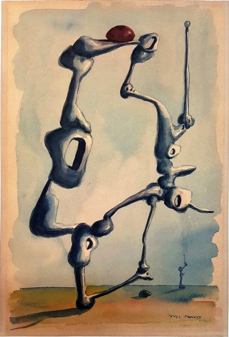 Signed Yves Tanguy watercolor on paper (1 of 2)