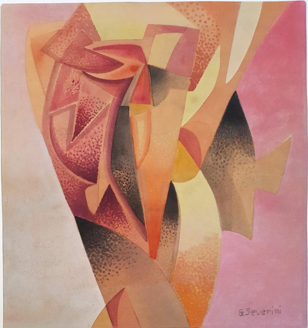 Signed Gino Severini gouache on paper (1 of 2)