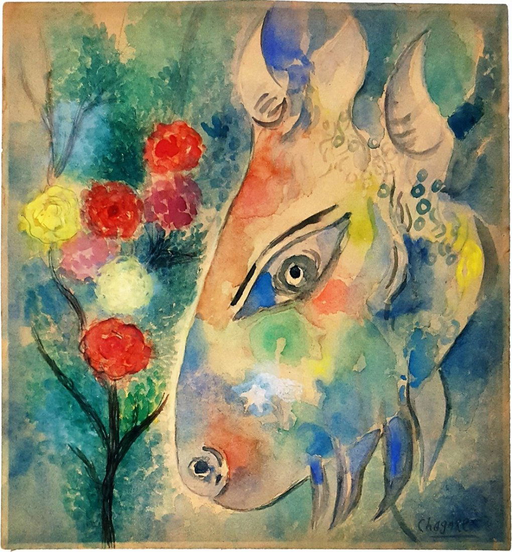 Signed Marc Chagall watercolor on paper (1 of 2)