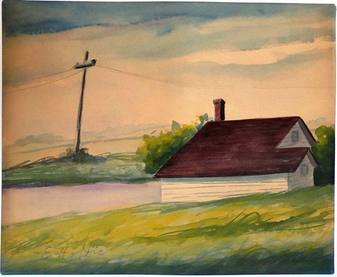 Signed Edward Hopper watercolor on paper (1 of 2)