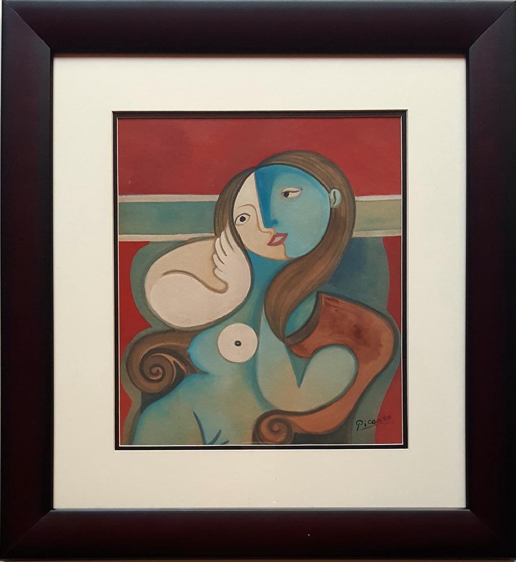 Pablo PICASSO gouache on paper signed painting (1 of 3)