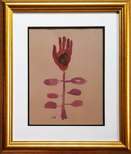 Louise Bourgeois gouache on paper: Louise Bourgeois gouache on paper signed painting, 14 x 11 1/2 in. Signed on bottom left. Excellent condition. Framed. Private collection.