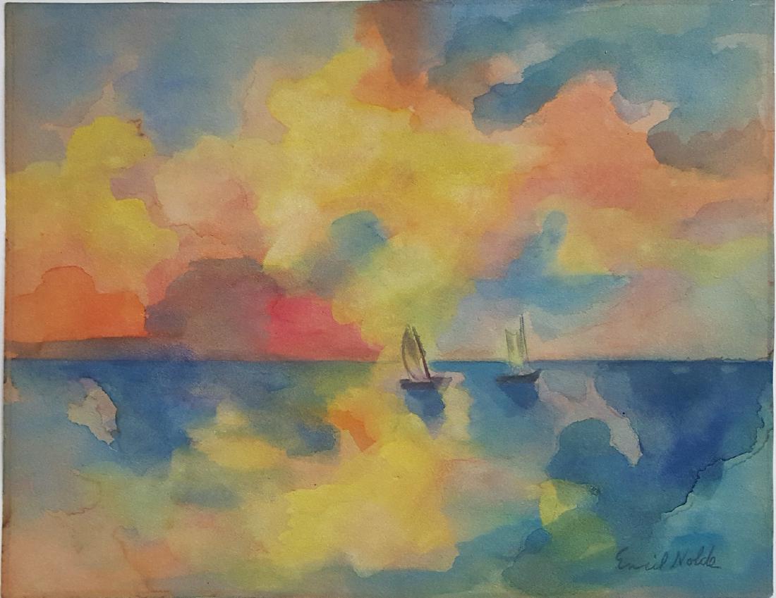 Signed Emil Nolde watercolor on paper (1 of 3)