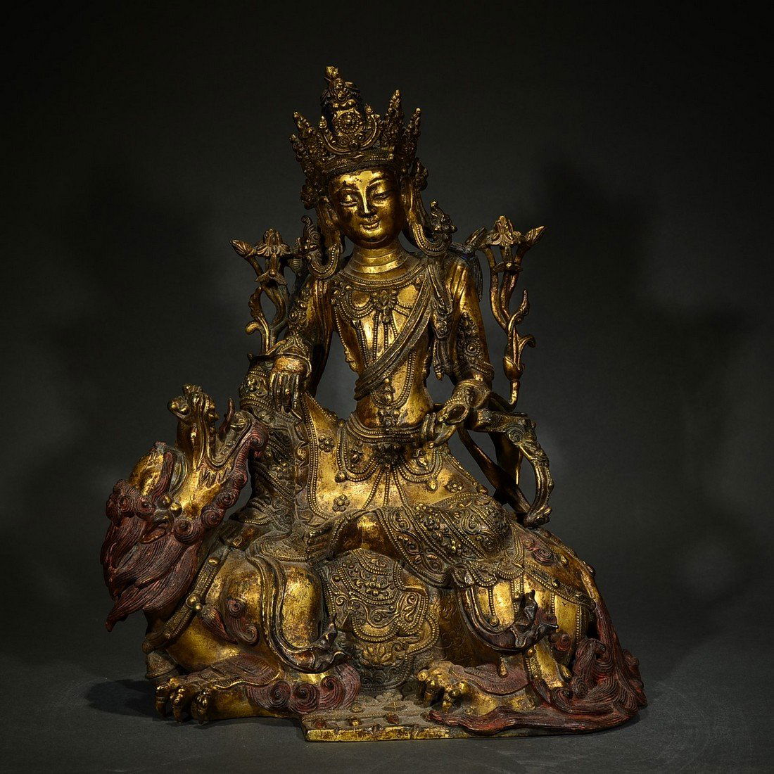 A GLIT BRONZE PUXIAN FIGURE STATUE (1 of 9)