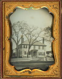 HOUSE WITH WHITE PICKET FENCE & TREES