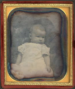 RARE MARION HAWES DAGUERREOTYPE BY SOUTHWORTH & HAWES: Sixth plate daguerreotype in push-button case. This is a portrait of Marion Augusta Hawes, daughter of Josiah Johnson Hawes and Nancy Stiles Southworth. Nancy (sister of Albert Sands wife of J.J.