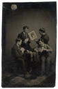 ANIMATED GAME OF CARDS, PHOTO OF A FEMALE TINTYPE