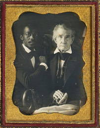 YOUNG AFRICAN AMERICAN & OLDER CAUCASIAN DAGUERREOTYPE