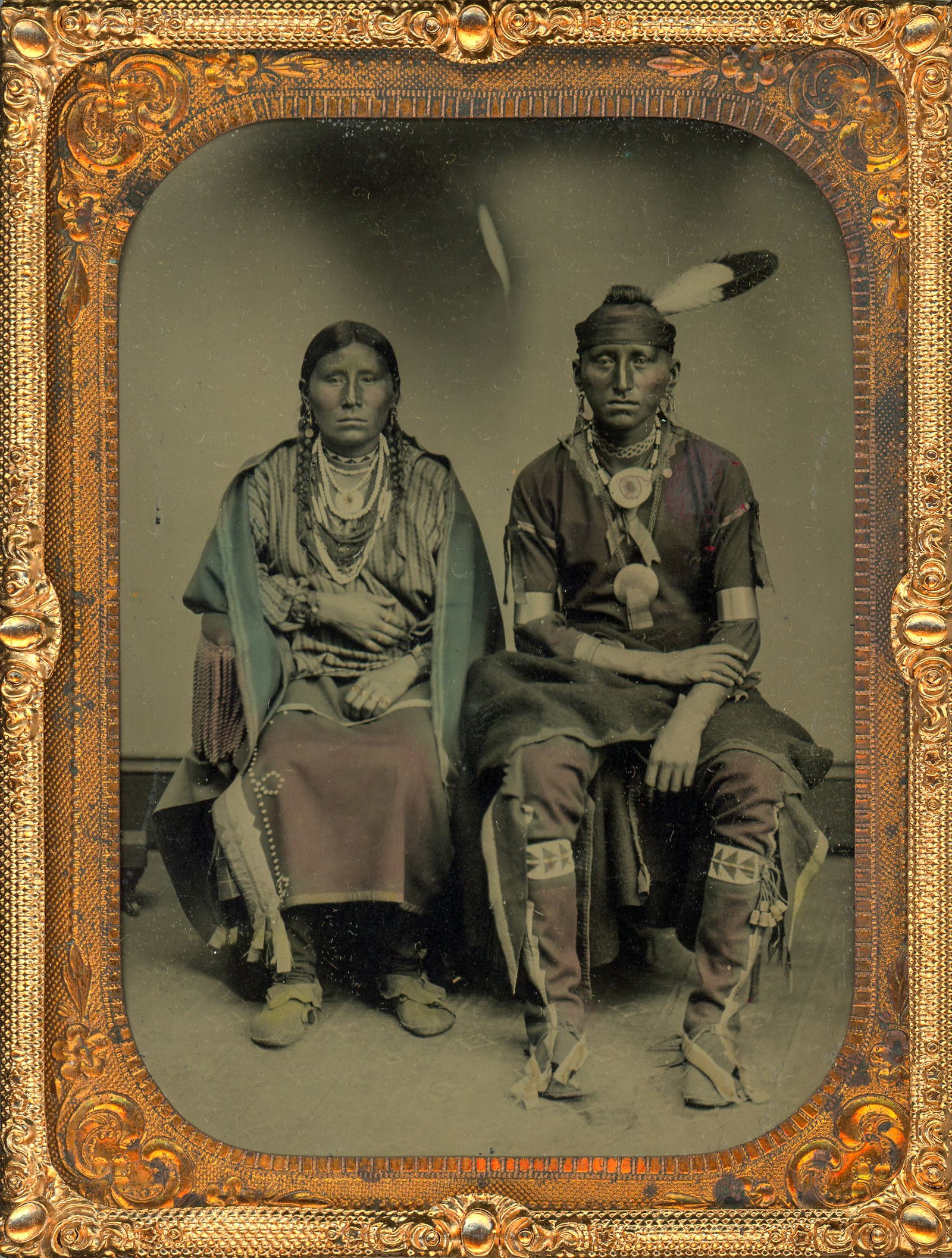 [Tintype] Scarce Portrait of an Osage Couple (1 of 2)