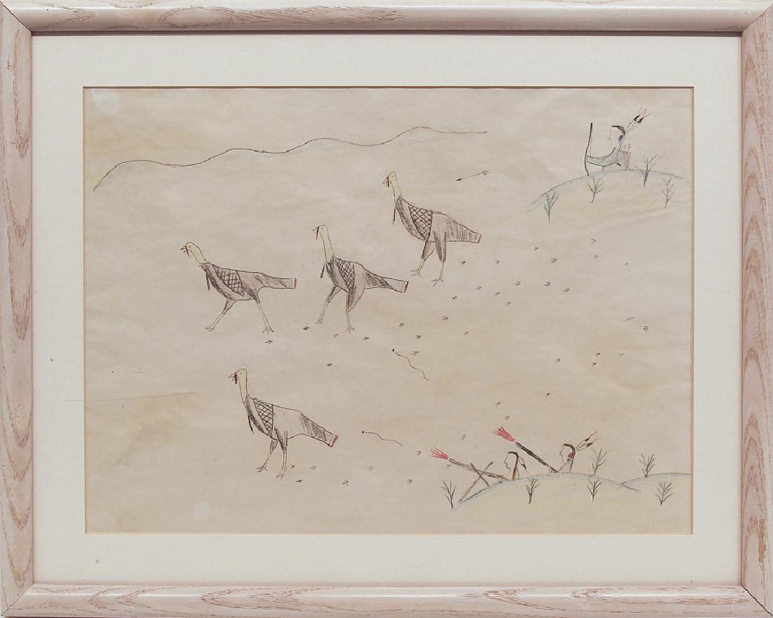 Unknown Artist - Four Turkeys/ Horse with Snake (1 of 2)