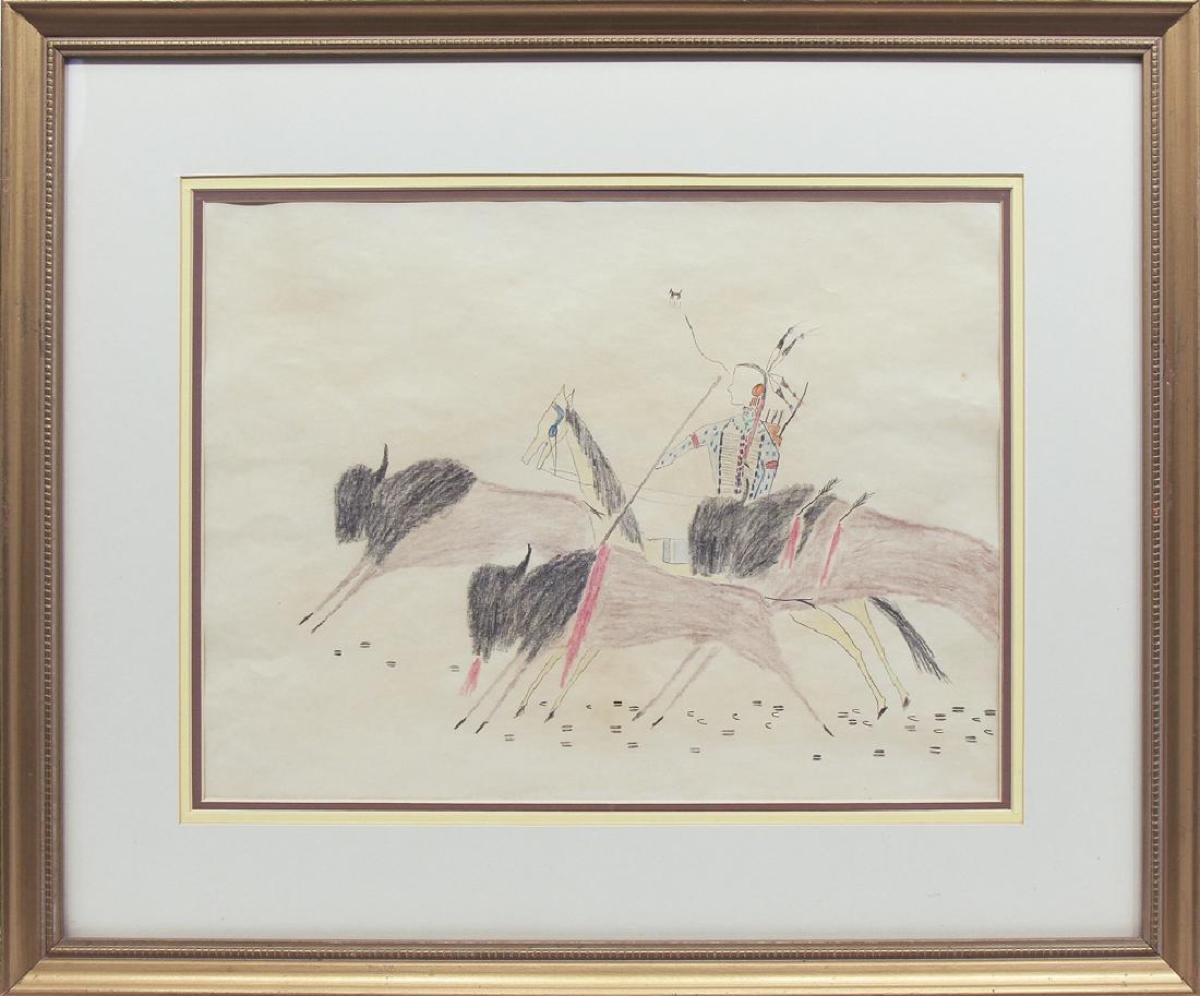 Unknown Artist - Warrior with Three Buffalo (1 of 1)